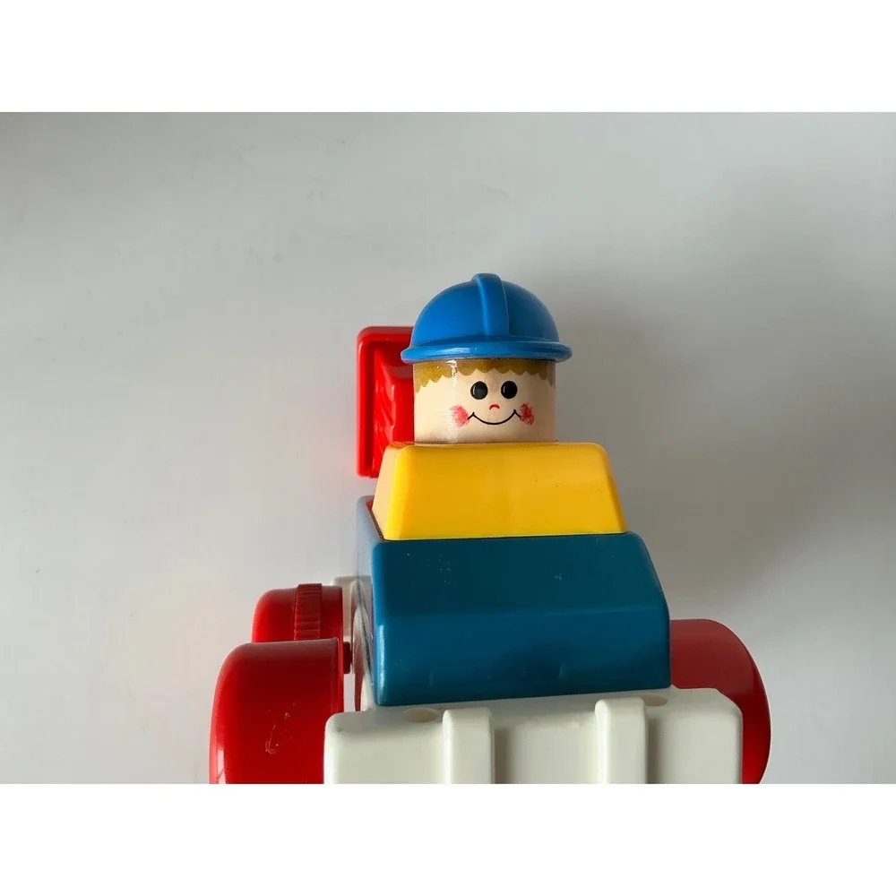 Vintage‎ Dump Truck Toy Construction Worker Driver Primary Colors 5in